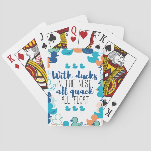 Funny Ducks and Quack Float Puns Quote Design Poker Cards (Back)