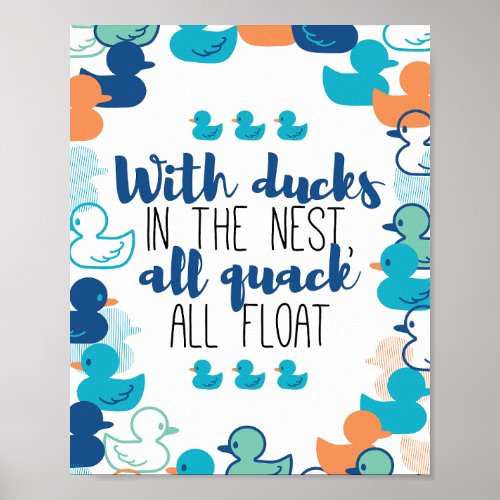 Funny Ducks and Quack Float Puns Quote Design Poster