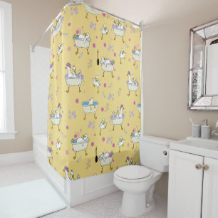 Funny Ducks in Tubs Kids Bathroom Shower Curtain