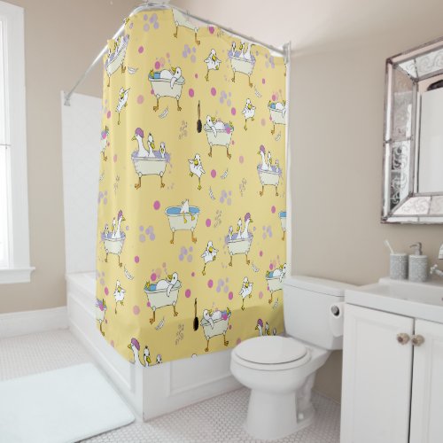 Funny Ducks in Tubs Kids Bathroom  Shower Curtain