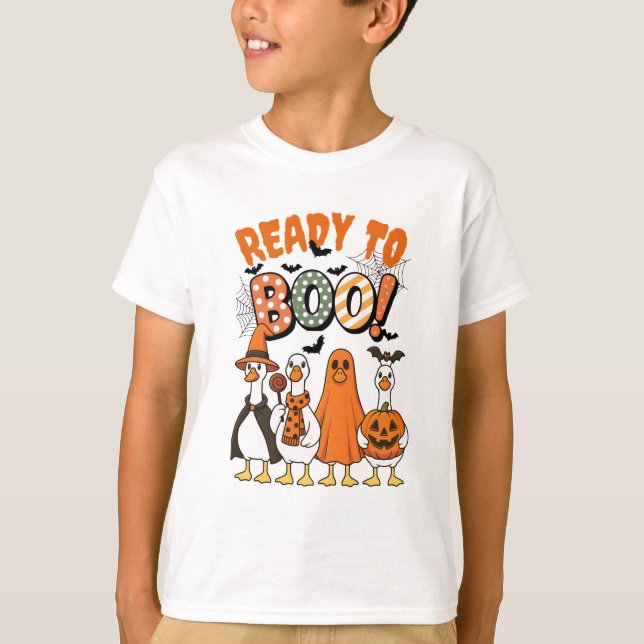 Funny Ducks Ready to Boo Halloween T-Shirt (Front)