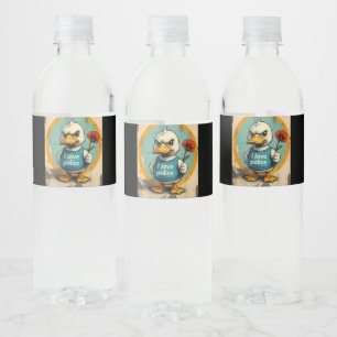 funny ducky water bottle label