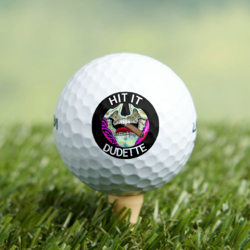 Funny Dudette Skull Pop Art Golf Balls