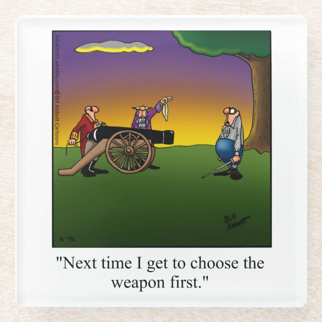 Funny Dueling At Dawn Humor Coaster (Front)