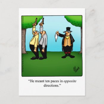 Funny "dueling Humor" Postcard by Spectickles at Zazzle