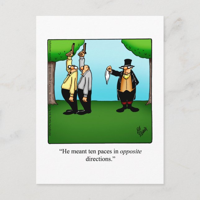Funny "Dueling Humor" Postcard (Front)