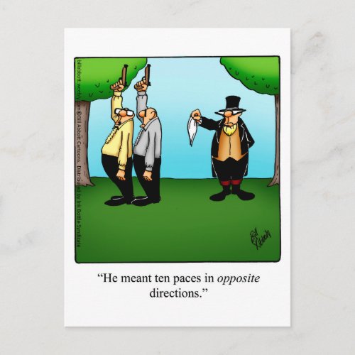 Funny Dueling Humor Postcard