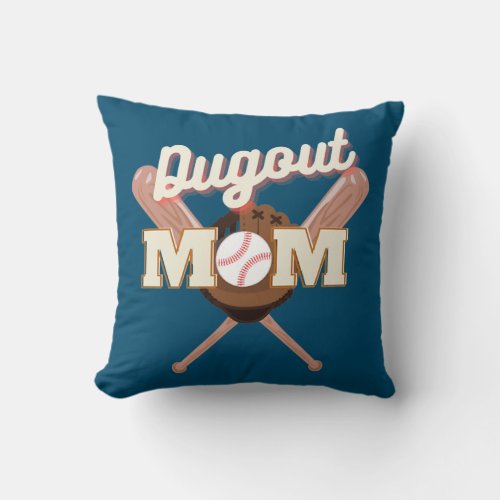 Funny Dugout Mom Quote baseball Cool Dugout Mom  Throw Pillow