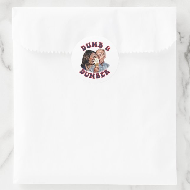 Funny Dumb and Dumber Biden Harris Cartoon Classic Round Sticker