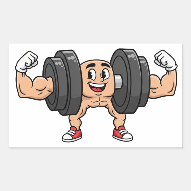 Funny Dumbbell Cartoon Flexing Sticker (Front)