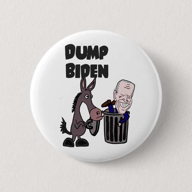 Funny Dump Joe Biden Cartoon Button (Front)