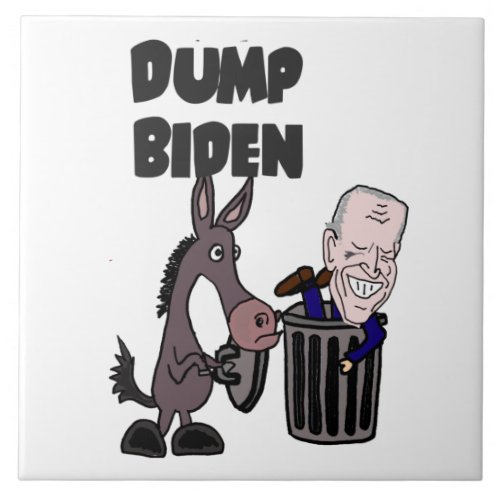 Funny Dump Joe Biden Cartoon Ceramic Tile