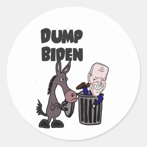 Funny Dump Joe Biden Cartoon Classic Round Sticker