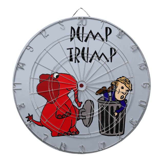 Funny Dump Trump Political Cartoon Art Dartboard With Darts (Front)