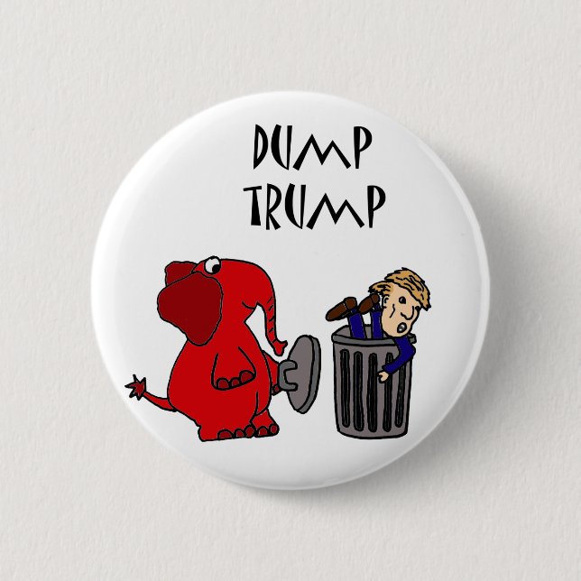 Funny Dump Trump Political Cartoon Art Pinback Button (Front)
