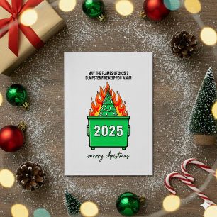Funny Dumpster Fire 2025 Xmas Greeting Card