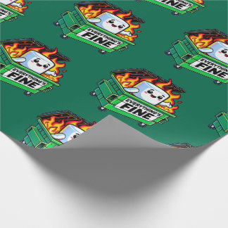 funny dumpster fire everythings fine marshmallow wrapping paper