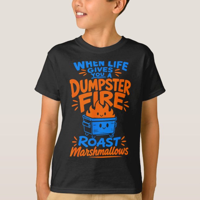 Funny dumpster fire marshmallow  T-Shirt (Front)
