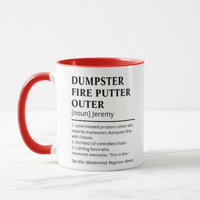 Funny  Dumpster Fire Putter-Outer Definition Mug (Left)