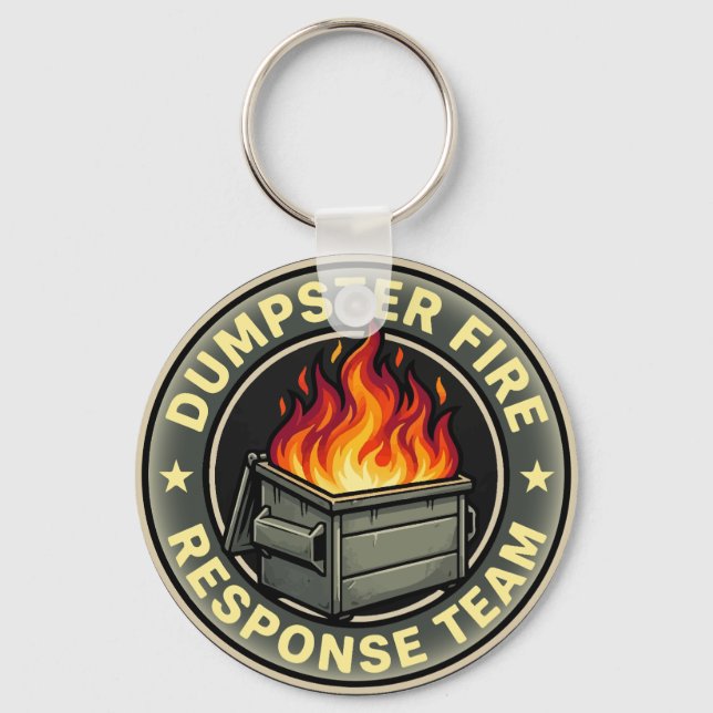 Funny dumpster fire response team  keychain (Front)