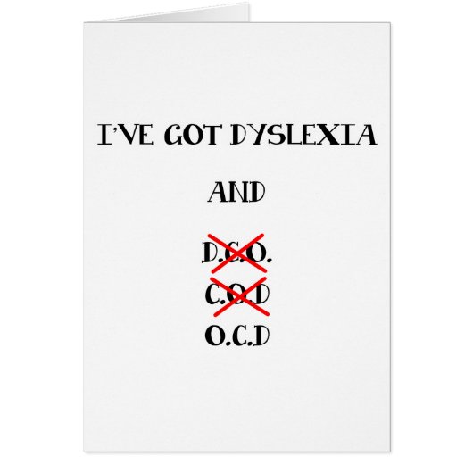 Funny Dyslexia / O.C.D. Design Cards (Front)