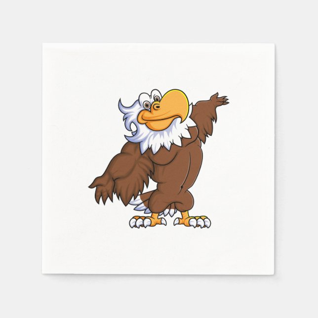 funny eagle cartoon posing mascot character napkins (Front)