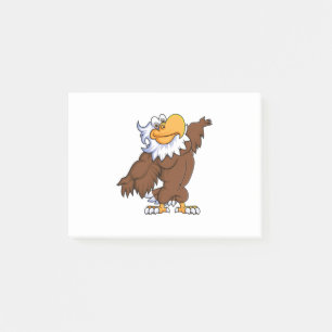 funny eagle cartoon posing mascot character post-it notes