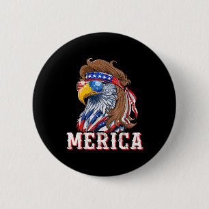 Funny Eagle Mullet 4th Of July Usa American Flag M Button