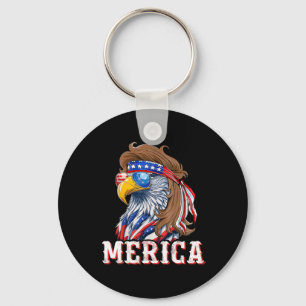 Funny Eagle Mullet 4th Of July Usa American Flag M Keychain
