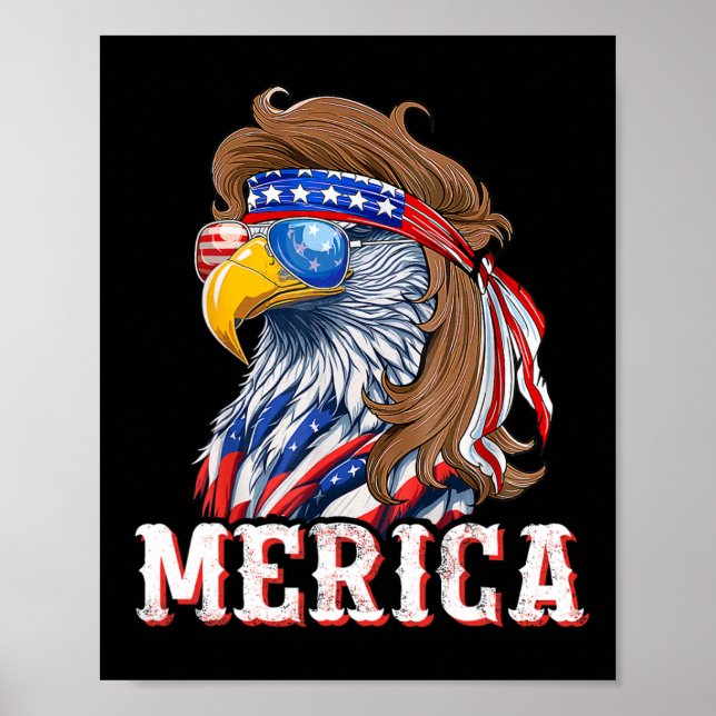 Funny Eagle Mullet 4th Of July Usa American Flag M Poster (Front)