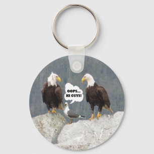 Funny Eagles and Seagull Basic Button Keychain