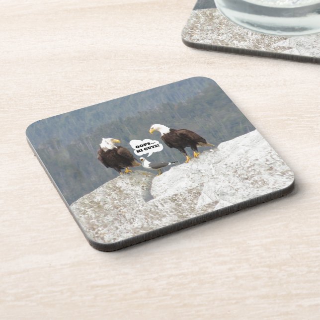 Funny Eagles and Seagull Drink Coaster (Left Side)