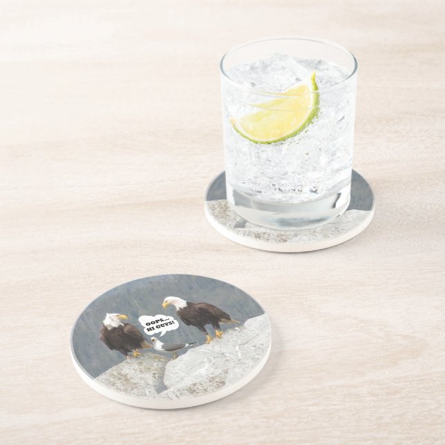 Funny Eagles and Seagull Drink Coaster (Side)