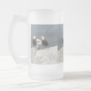 Funny Eagles and Seagull Frosted Glass Beer Mug