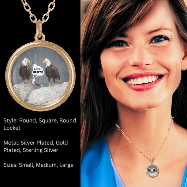 Funny Eagles and Seagull Gold Plated Necklace (Funny Eagles and Seagull Gold Plated Necklace)