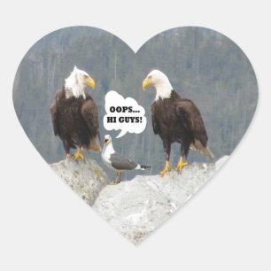 Funny Eagles and Seagull Heart Sticker