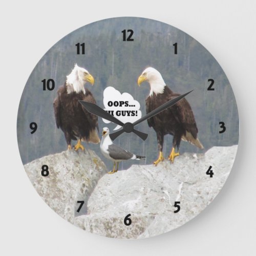 Funny Eagles and Seagull Large Clock