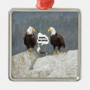 Funny Eagles and Seagull Metal Ornament
