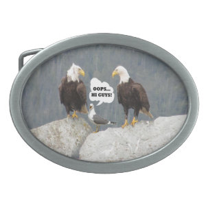 Funny Eagles and Seagull Oval Belt Buckle