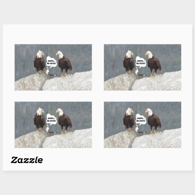 Funny Eagles and Seagull Rectangular Sticker (Sheet)
