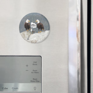 Funny Eagles and Seagull Round Magnet