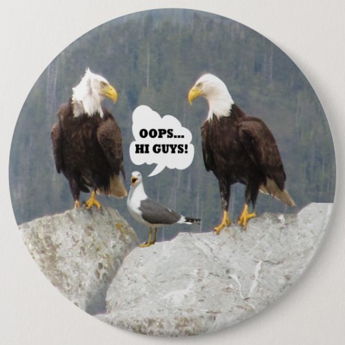 Funny Eagles and Seagull Round Pin_Back Button