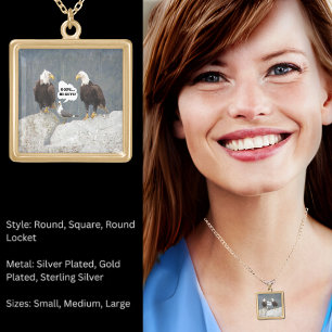 Funny Eagles and Seagull Square Gold Plated Necklace