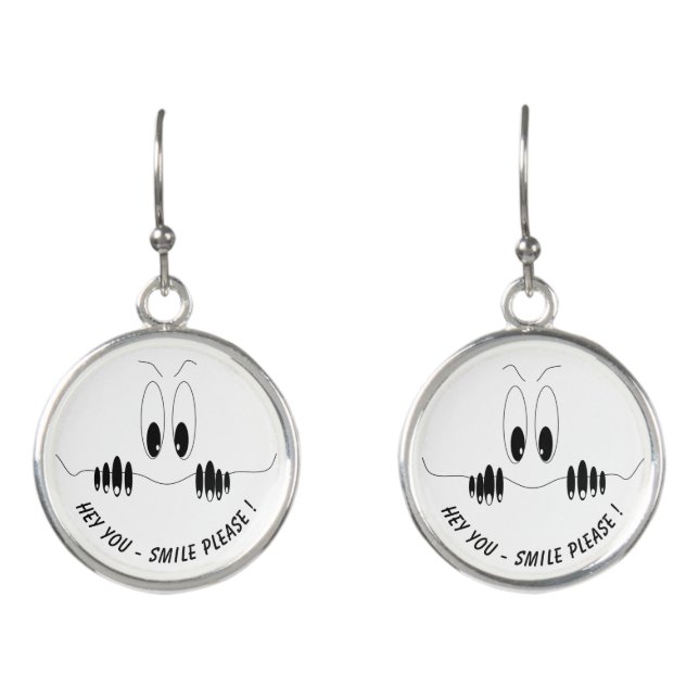 Funny Earrings Gift with Curiosity Eyes - Smile (Front)