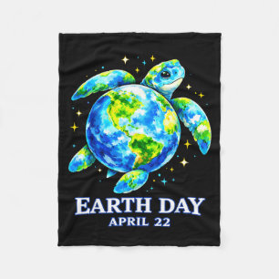 Funny earth day 2026 save the earth sea turtle kid fleece blanket