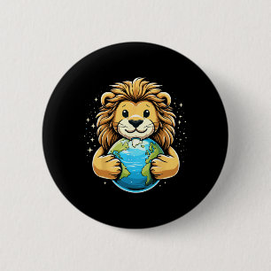 Funny Earth Day Cute Lion Earth Day Lion Lovers Button