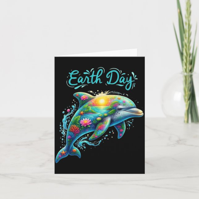 Funny Earth Day Dolphin Save Earth for Nature Card (Front)