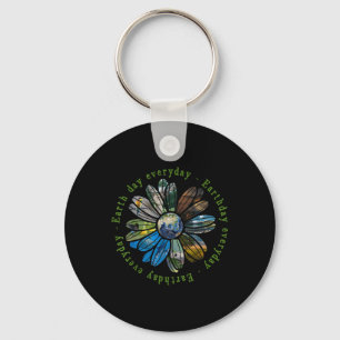 Funny Earth Day Everyday Sunflower Earth Animal Lo Keychain