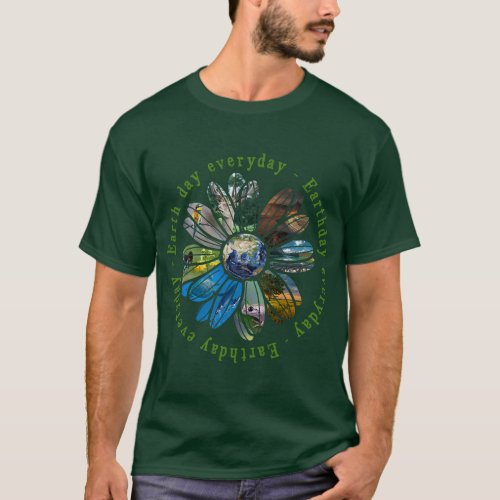 Funny Earth Day Everyday Sunflower Earth Animal Lo T_Shirt
