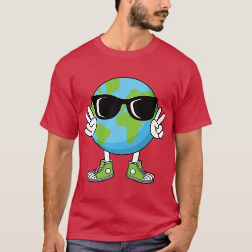 Funny Earth Day Planet Peace Hand Boys Girls Kids  T_Shirt